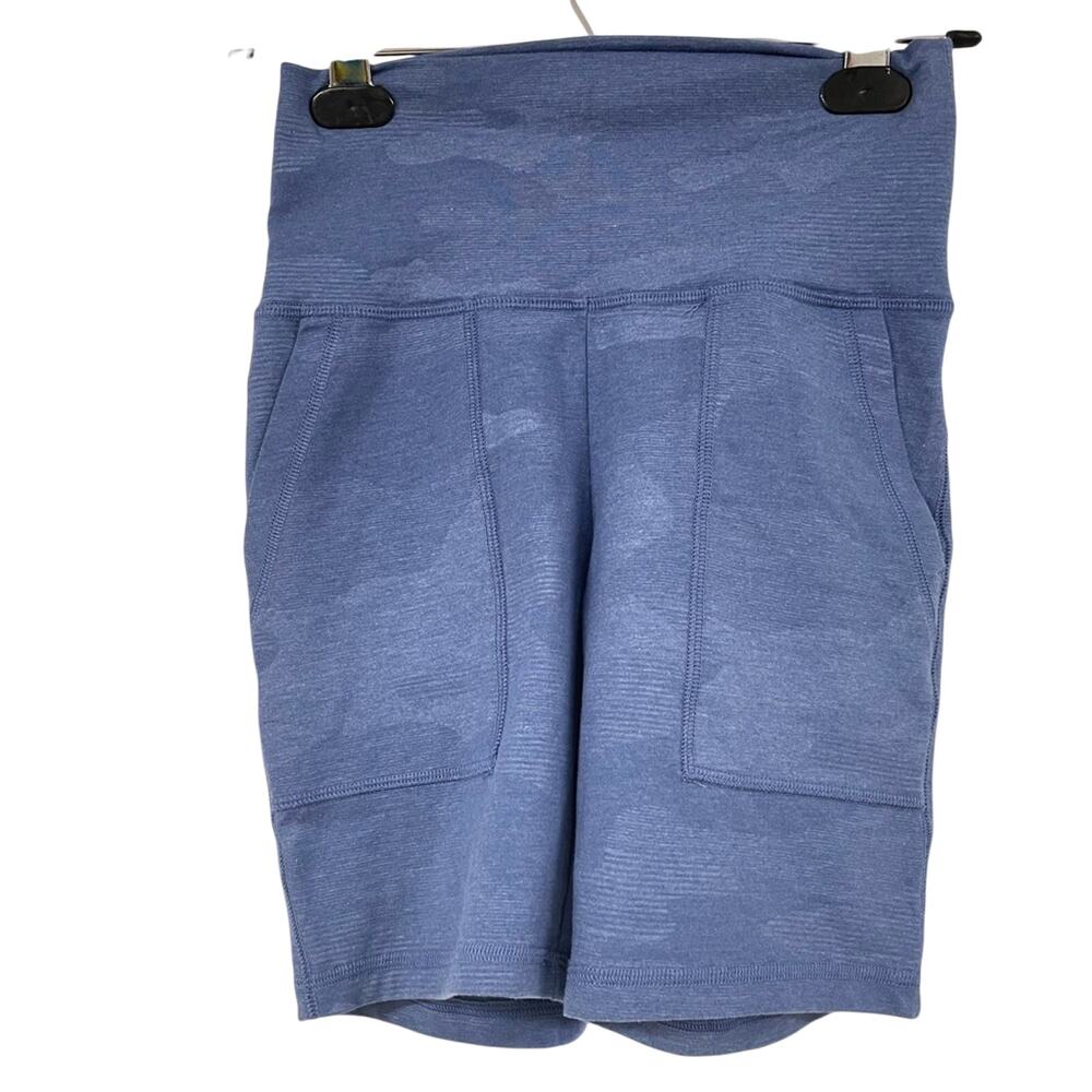 Aerie Blue Camo Print Womens Bike Shorts Pockets Womens S Athletic Biker Running